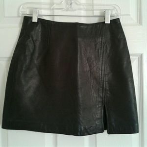 Express Black Smooth Real Leather Mini Skirt 6 7 8